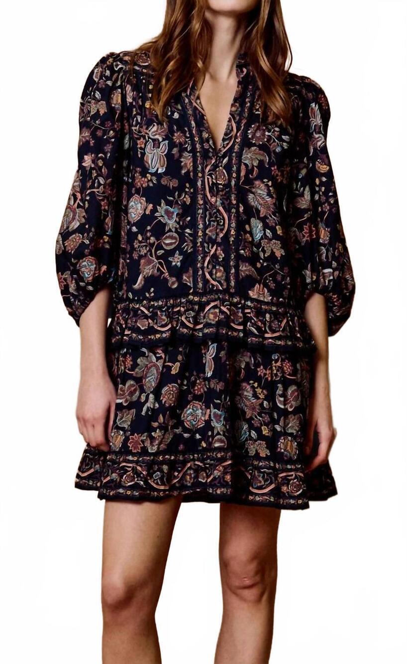 NEW CLEOBELLA bois print emily mini dress in navy